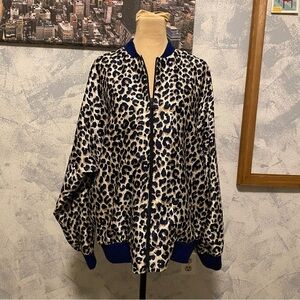 Vintage Anthony Sicari Cheetah Print Long Sleeve Zipper Jacket size M